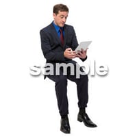 Cutout People　座る　外国人男性　LL_557