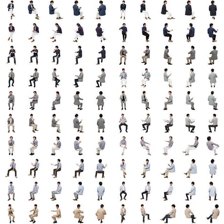 12Cutout People 座る男性[ダウンロード版]