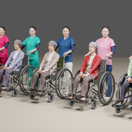 3D人物素材  [Posed] 介護セット　Nursing_01