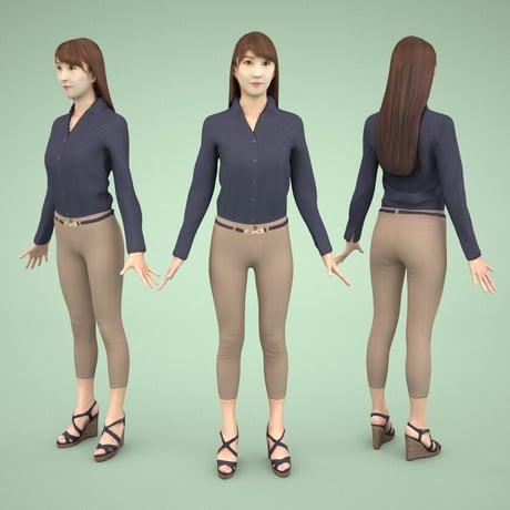 3D人モデルAポーズ　010_Rika