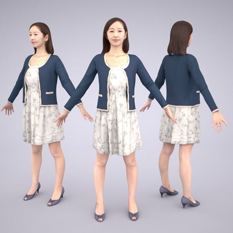 3D人モデルAポーズ　092_Aya