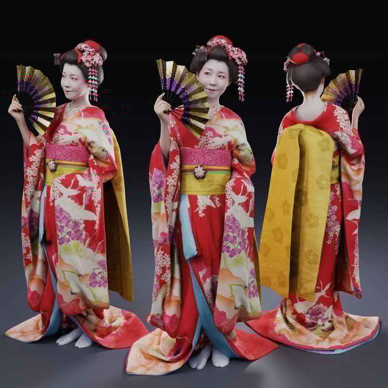 舞妓ページ 舞妓3Dモデル02 | NO-N-NO 人物切り抜き素材と3D人物モデル-建築CG