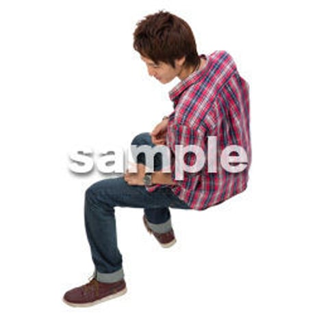 Cutout People　鳥瞰　座る男性 　FF_438