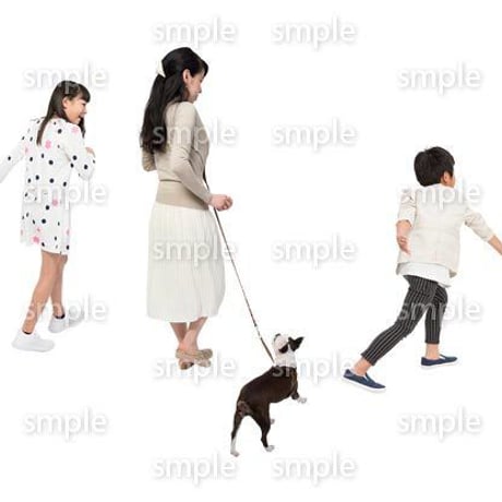 Cutout People　犬の散歩　II_459