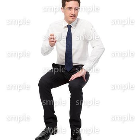 Cutout People　座る　外国人男性　LL_566