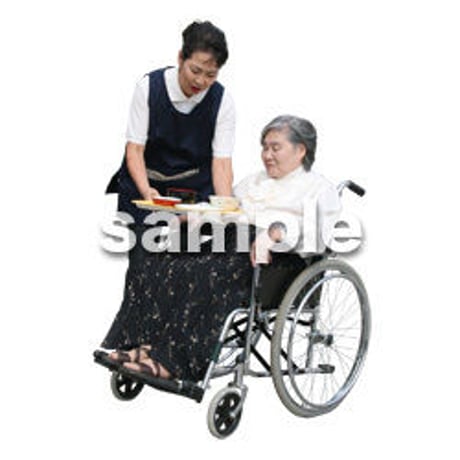 人物切抜き素材　医療・シニア車椅子編　D_292