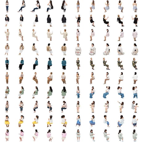 11Cutout People 座る女性[ダウンロード版]