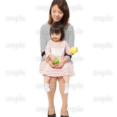 Cutout People　座る親子　KK_476