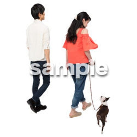 Cutout People　犬の散歩　II_474