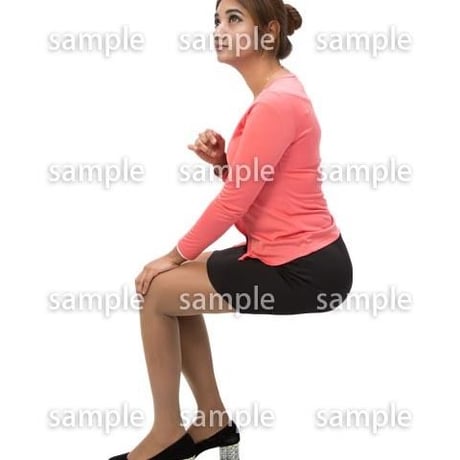 Cutout People　外国人-女性-座る　BB_473