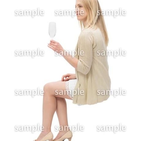 Cutout People　外国人-女性-座る　BB_428