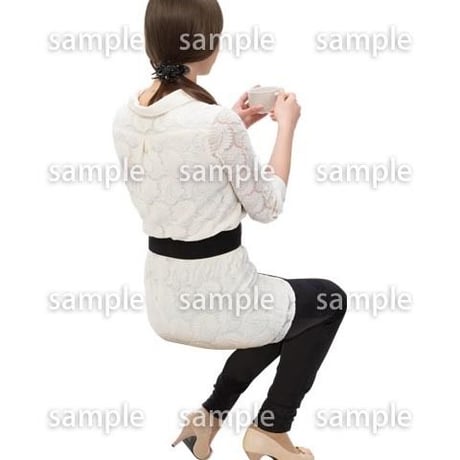 Cutout People　外国人-女性-座る　BB_449