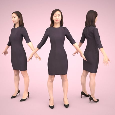 3D人モデルAポーズ　096_Aya