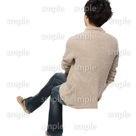 Cutout People　座る　男性　LL_300