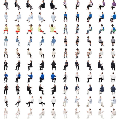 12Cutout People 座る男性[ダウンロード版]