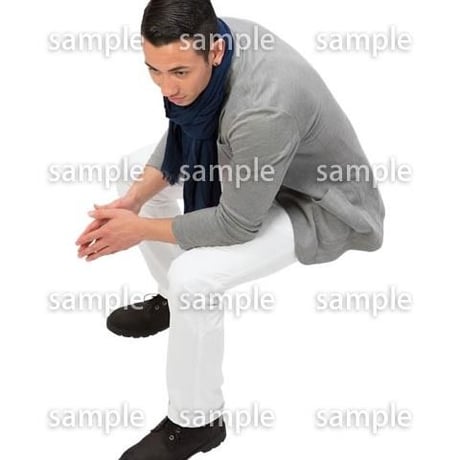 Cutout People　鳥瞰　座る男性 　FF_388