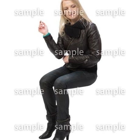 Cutout People　外国人-女性-座る　BB_437