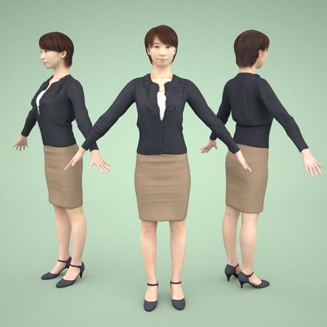 3D人モデルAポーズ　030_Aya