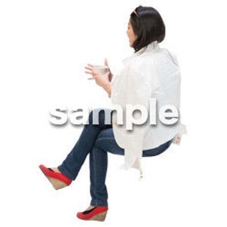 Cutout People　座る女性　KK_334