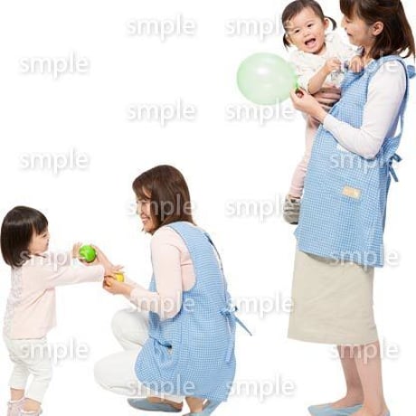 Cutout People　保育士と子供　GG_498
