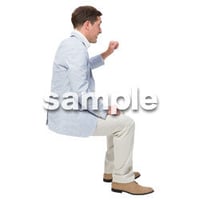 Cutout People　座る　外国人男性　LL_589