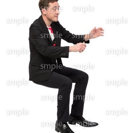 Cutout People　座る　外国人男性　LL_573