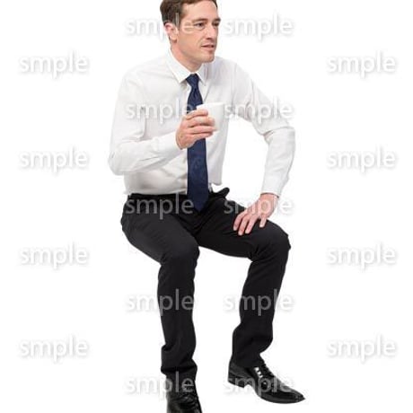 Cutout People　座る　外国人男性　LL_567