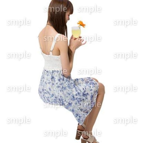 Cutout People　座る女性　KK_409