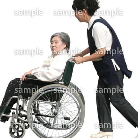 人物切抜き素材　医療・シニア車椅子編　D_286