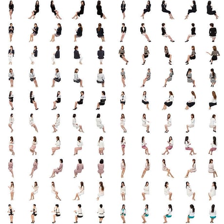 11Cutout People 座る女性[ダウンロード版]