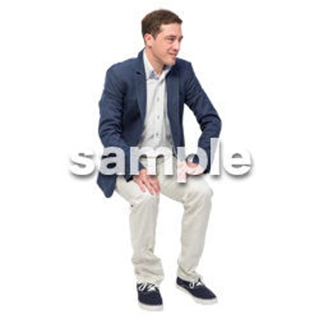 Cutout People　座る　外国人男性　LL_577