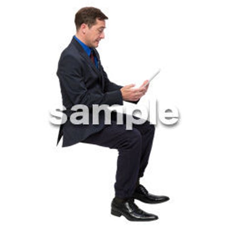Cutout People　座る　外国人男性　LL_558