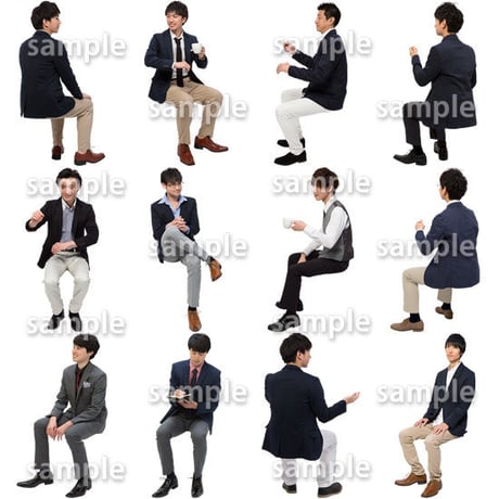 人物切抜きセット☆座る男性　1_set175
