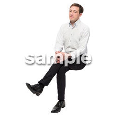 Cutout People　座る　外国人男性　LL_582