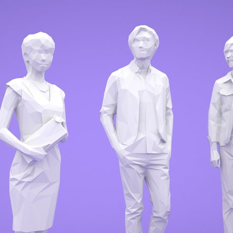 LOWポリゴン-3D人物10体セット  [Posed]  002