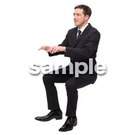 Cutout People　座る　外国人男性　LL_552