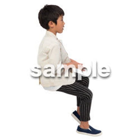 Cutout People　座る　男の子　LL_543