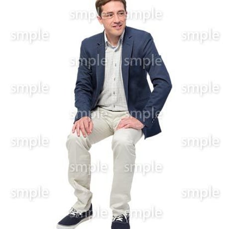 Cutout People　座る　外国人男性　LL_576