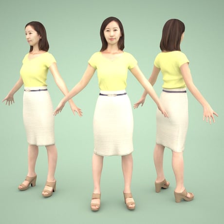 3D人モデルAポーズ　100_Aya