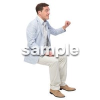 Cutout People　座る　外国人男性　LL_587