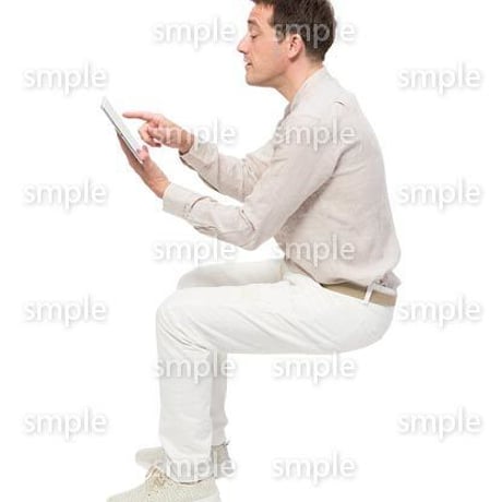 Cutout People　座る　外国人男性　LL_598