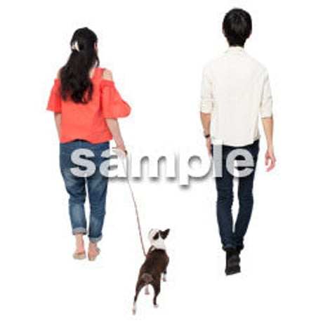Cutout People　犬の散歩　II_475
