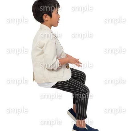 Cutout People　座る　男の子　LL_543