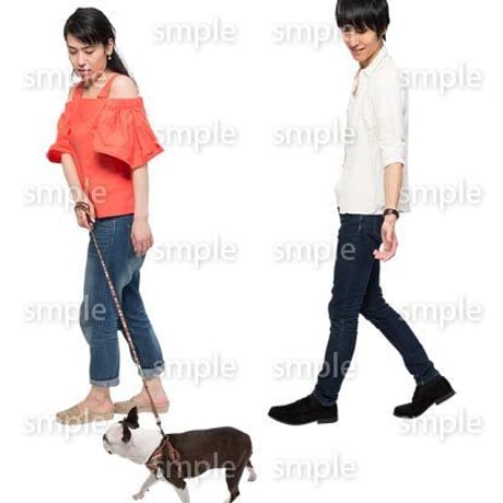 Cutout People　犬の散歩　II_473