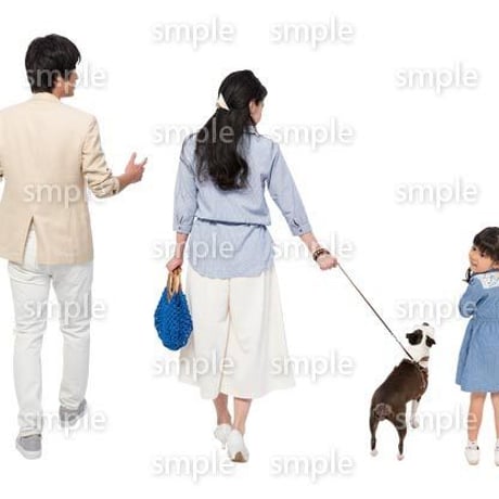 Cutout People　犬の散歩　II_450