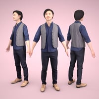 3D人モデルAポーズ　070_Syun