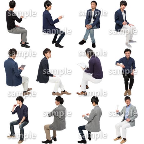 人物切抜きセット☆座る男性　1_set177