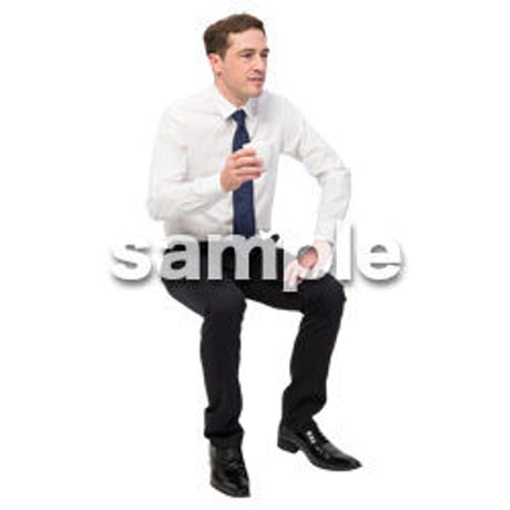 Cutout People　座る　外国人男性　LL_567