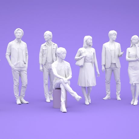 LOWポリゴン-3D人物10体セット  [Posed]  002