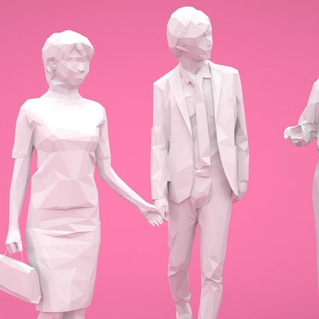 LOWポリゴン-3D人物10体セット  [Posed]  001